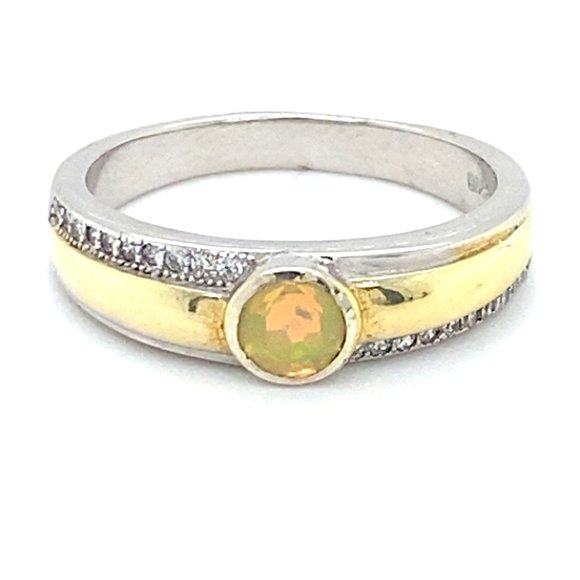 Welo Opal .44ct Rhodium Finish Solid Silver Ring - Picture 1 of 7